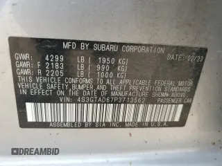 2023 Subaru Impreza Premium with VIN 4S3GTAD67P3713562, listed as a Copart auction lot 54821275 with 36,995 mi miles and Salvage title. Bid and sale history available at DreamBid. Image 12.