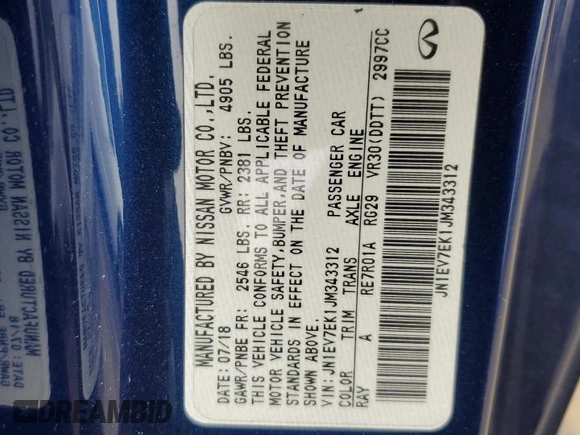 2018 Infiniti Q60 Sport with VIN JN1EV7EK1JM343312, listed as a Copart auction lot 76937894 with 79,036 mi miles and Salvage Title. Bid and sale history available at DreamBid. Image 12.