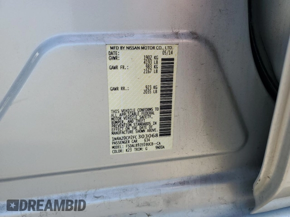 2015 Nissan LEAF S z VIN 1N4AZ0CP2FC303068, wystawiony jako Copart lot #55519835 z przebiegiem 93 618 mil mil oraz Szkoda całkowita • Salvage title. Historia ofert i sprzedaży dostępna na DreamBid. Obrazek 12.