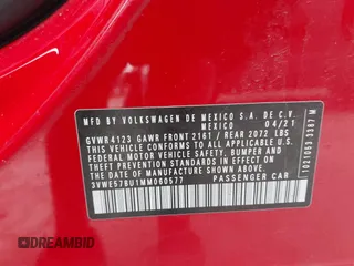 2021 Volkswagen Jetta SEL с VIN 3VWE57BU1MM060577, выставлен на аукционе IAAI как лот 42637919 с пробегом 36 773 миль миль и . История ставок и продаж доступна на DreamBid. Изображение 9.
