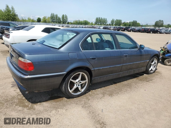 2001 BMW 7 Series 740iL with VIN WBAGH83411DP19107, listed as a Copart auction lot 61024385 with Not provided miles and Clean title. Bid and sale history available at DreamBid. Image 3.
