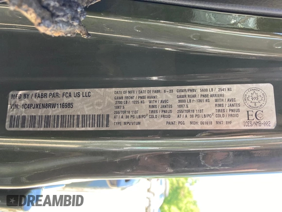 2024 Jeep Wrangler Sahara with VIN 1C4PJXEN8RW116985, listed as a Copart auction lot 56530875 with Not provided miles and Salvage title. Bid and sale history available at DreamBid. Image 7.