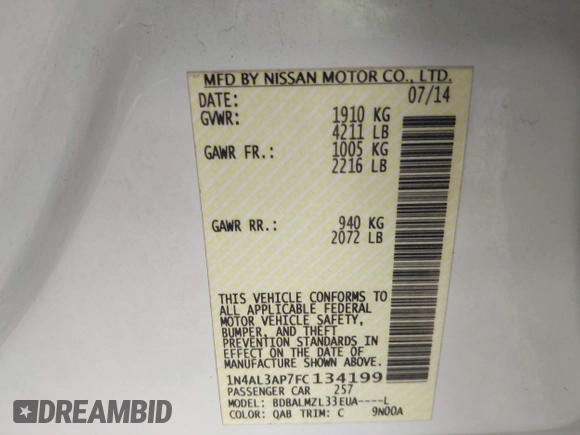 2015 Nissan Altima SL z VIN 1N4AL3AP7FC134199, wystawiony jako IAAI lot #41942234 z przebiegiem 138 442 mil mil oraz . Historia ofert i sprzedaży dostępna na DreamBid. Obrazek 9.