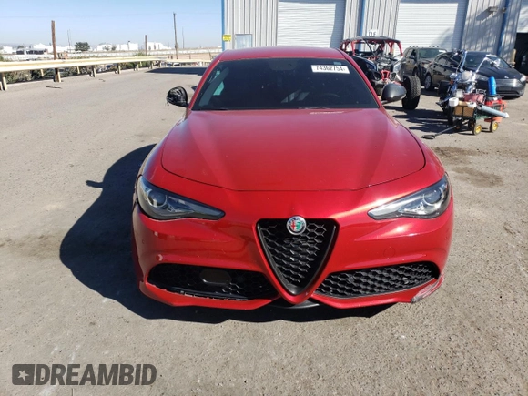2019 Alfa Romeo Giulia Ti Sport with VIN ZARFAMBN0K7606082, listed as a Copart auction lot 74362754 with 0 mi miles and Salvage Title. Bid and sale history available at carsss.com. Image 5.