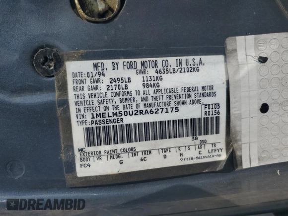 1994 Mercury Sable GS z VIN 1MELM50U2RA627175, wystawiony jako Copart lot #60461215 z przebiegiem 89 788 mil mil oraz Szkoda całkowita • Salvage title. Historia ofert i sprzedaży dostępna na DreamBid. Obrazek 14.