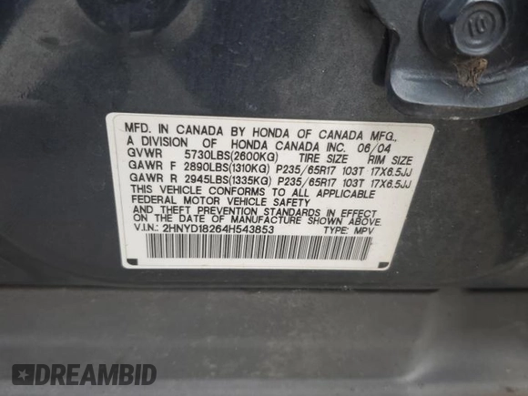 2004 Acura MDX with VIN 2HNYD18264H543853, listed as a Copart auction lot 70893164 with 191,606 mi miles and Salvage Title. Bid and sale history available at carsss.com. Image 13.