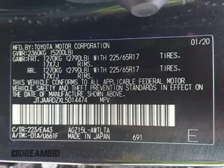 2020 Lexus NX 300 with VIN JTJAARDZXL5014474, listed as a IAAI auction lot 41678545 with 47,832 mi miles and . Bid and sale history available at DreamBid. Image 9.