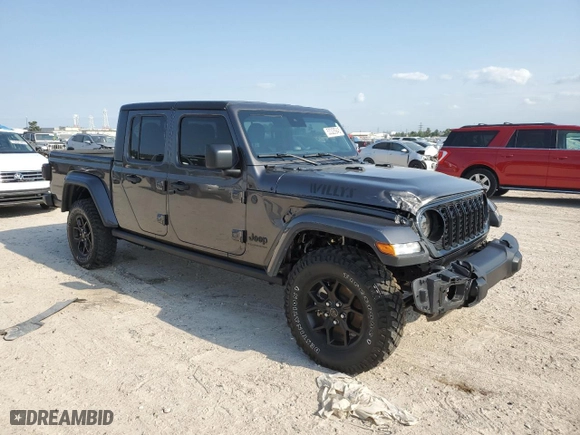 2024 Jeep Gladiator Willys with VIN 1C6HJTAG6RL107893, listed as a Copart auction lot 53328945 with 8,961 mi miles and Salvage Title. Bid and sale history available at carsss.com. Image 4.