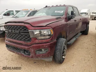 2024 Ram 3500 Laramie with VIN 3C63RRJL7RG185244, listed as a Copart auction lot 45557405 with 57,922 mi miles and Salvage Title. Bid and sale history available at carsss.com. Image 1.