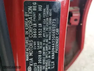 2016 Kia Rio EX with VIN KNADN4A35G6665273, listed as a Copart auction lot 50801545 with 0 mi miles and Salvage Title. Bid and sale history available at carsss.com. Image 12.