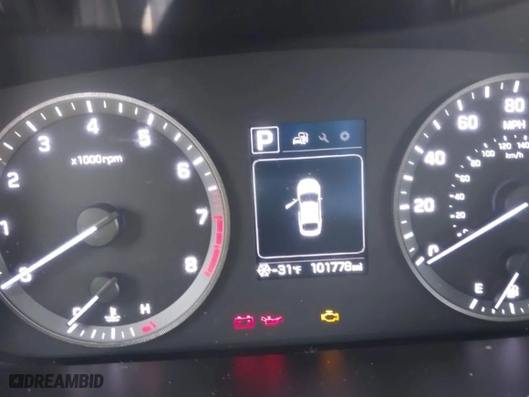 2017 Hyundai Sonata 2.4L with VIN 5NPE24AF9HH499874, listed as a IAAI auction lot 41965343 with 101,778 mi miles. Bid and sale history available at carsss.com. Image 16.