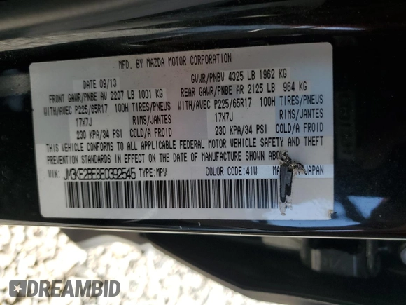 2014 Mazda CX-5 Sport with VIN JM3KE2BE8E0392545, listed as a Copart auction lot 54131455 with 63,917 mi miles and Salvage Title. Bid and sale history available at carsss.com. Image 14.