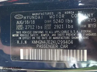 2019 Genesis G80 3.8L with VIN KMHGN4JE2KU299404, listed as a IAAI auction lot 41750391 with 66,156 mi miles. Bid and sale history available at carsss.com. Image 9.