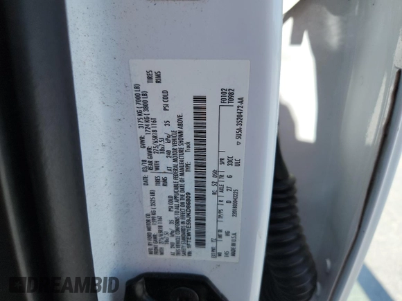 2018 Ford F-150 XL with VIN 1FTEW1E59JKD86809, listed as a Copart auction lot 65977485 with 240,023 mi miles and Clean title. Bid and sale history available at DreamBid. Image 12.