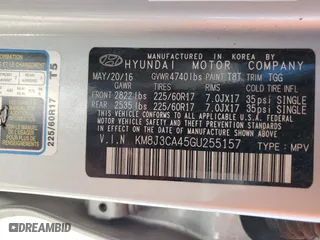 2016 Hyundai Tucson SE with VIN KM8J3CA45GU255157, listed as a Copart auction lot 52043875 with 93,253 mi miles and Clean Title. Bid and sale history available at carsss.com. Image 13.