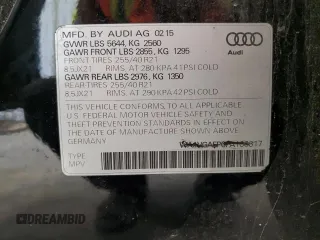 2015 Audi SQ5 Prestige with VIN WA1VGAFP0FA100317, listed as a Copart auction lot 59912374 with 59,558 mi miles and Salvage Title. Bid and sale history available at carsss.com. Image 13.