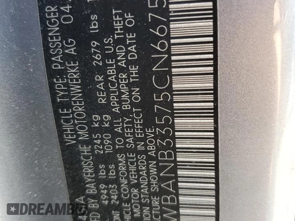 2005 BMW 5 Series 545i with VIN WBANB33575CN66751, listed as a Copart auction lot 49943644 with Not Provided miles and Salvage Title. Bid and sale history available at carsss.com. Image 12.