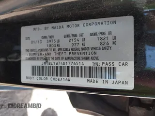 2013 Mazda 3 i Grand Touring with VIN JM1BL1W74D1776514, listed as a IAAI auction lot 42217127 with 120,594 mi miles and . Bid and sale history available at DreamBid. Image 9.