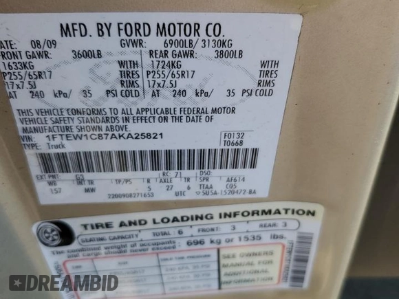 2010 Ford F-150 XL with VIN 1FTEW1C87AKA25821, listed as a Copart auction lot 49008285 with Not Provided miles and Salvage Title. Bid and sale history available at carsss.com. Image 12.
