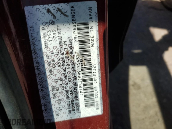 2009 Mazda 3 i Touring Value with VIN JM1BK32G991254327, listed as a Copart auction lot 49355935 with 192,433 mi miles and Salvage Title. Bid and sale history available at DreamBid. Image 14.