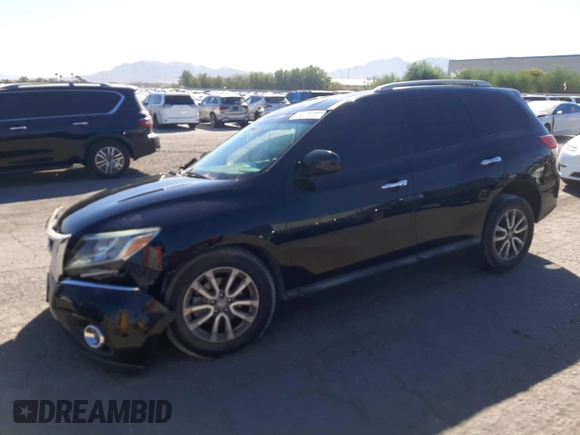 2015 Nissan Pathfinder SV with VIN 5N1AR2MM0FC633507, listed as a Copart auction lot 46092465 with 112,628 mi miles and Salvage Title. Bid and sale history available at carsss.com. Image 1.