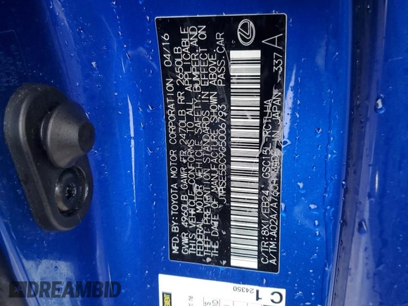2016 Lexus RC 350 F Sport with VIN JTHSE5BC9G5006793, listed as a Copart auction lot 47349695 with 107,676 mi miles and Salvage title. Bid and sale history available at DreamBid. Image 12.