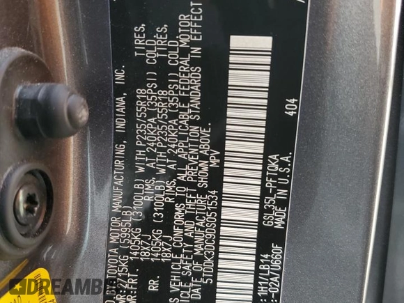 2013 Toyota Sienna XLE с VIN 5TDDK3DC9DS051534, выставлен на аукционе Copart как лот 61487035 с пробегом 66 168 миль миль и Списание • Salvage title. История ставок и продаж доступна на DreamBid. Изображение 14.