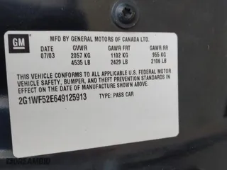 2004 Chevrolet Impala with VIN 2G1WF52E649125913, listed as a IAAI auction lot 41772892 with 155,659 mi miles. Bid and sale history available at carsss.com. Image 9.