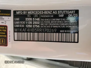 2024 Mercedes-Benz C 300 z VIN W1KAF4HB5RR170269, wystawiony jako Copart lot #63059724 z przebiegiem Nie podano mil oraz Szkoda całkowita • Salvage title. Historia ofert i sprzedaży dostępna na DreamBid. Obrazek 12.