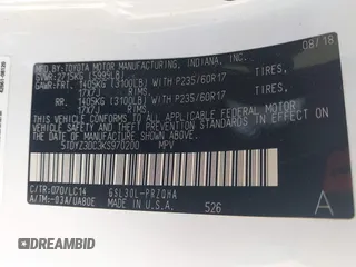 2019 Toyota Sienna XLE Auto Access Seat with VIN 5TDYZ3DC3KS970200, listed as a IAAI auction lot 42007928 with 64,023 mi miles. Bid and sale history available at carsss.com. Image 9.