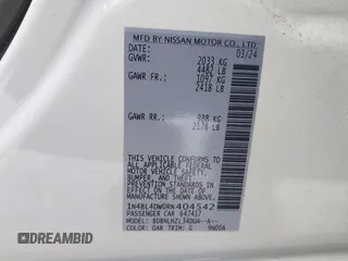 2024 Nissan Altima 2.5 SV with VIN 1N4BL4DW0RN404542, listed as a IAAI auction lot 41512564 with 4,151 mi miles. Bid and sale history available at carsss.com. Image 9.
