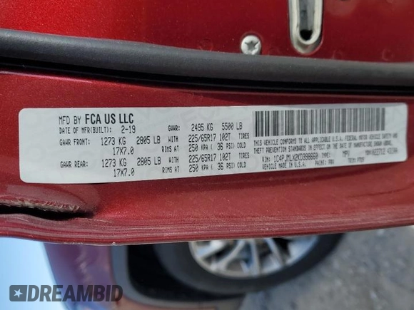 2019 Jeep Cherokee Latitude Plus z VIN 1C4PJMLX2KD398660, wystawiony jako Copart lot #65097025 z przebiegiem 41 005 mil mil oraz Nie do naprawy • Non repairable. Historia ofert i sprzedaży dostępna na DreamBid. Obrazek 12.