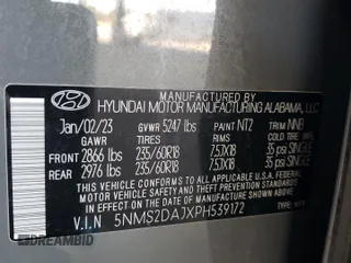 2023 Hyundai Santa Fe SEL with VIN 5NMS2DAJXPH539172, listed as a Copart auction lot 53161285 with 42,646 mi miles and Salvage Title. Bid and sale history available at DreamBid. Image 13.