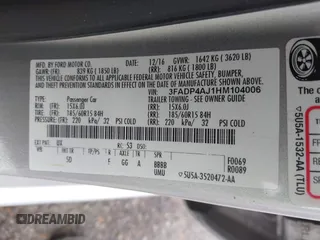 2017 Ford Fiesta S z VIN 3FADP4AJ1HM104006, wystawiony jako IAAI lot #41943413 z przebiegiem 111 873 mil mil oraz . Historia ofert i sprzedaży dostępna na DreamBid. Obrazek 9.