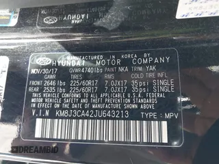 2018 Hyundai Tucson SEL with VIN KM8J3CA42JU643213, listed as a IAAI auction lot 41199302 with 91,480 mi miles and . Bid and sale history available at DreamBid. Image 9.