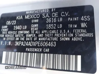 2023 Kia Rio LX with VIN 3KPA24ADXPE606463, listed as a IAAI auction lot 41728523 with 8,909 mi miles and . Bid and sale history available at DreamBid. Image 9.