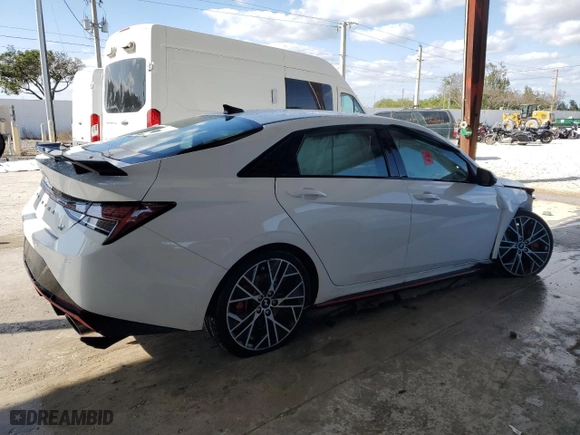 2023 Hyundai Elantra N with VIN KMHLW4AK9PU018496, listed as a Copart auction lot 88237095 with 11,456 mi miles and Non Repairable. Bid and sale history available at carsss.com. Image 3.