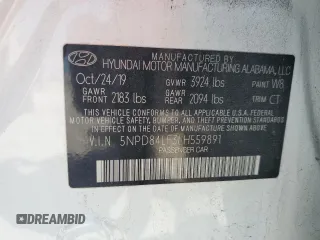 2020 Hyundai Elantra SEL with VIN 5NPD84LF3LH559891, listed as a Copart auction lot 53544515 with 69,637 mi miles and Salvage Title. Bid and sale history available at DreamBid. Image 13.