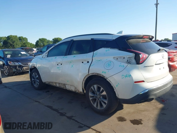 2018 Nissan Murano SV with VIN 5N1AZ2MGXJN151523, listed as a IAAI auction lot 41973381 with 138,728 mi miles and . Bid and sale history available at DreamBid. Image 15.