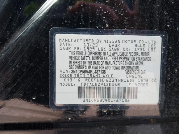2024 Nissan Kicks S with VIN 3N1CP5BV4RL487138, listed as a IAAI auction lot 41910436 with 12,246 mi miles. Bid and sale history available at carsss.com. Image 9.