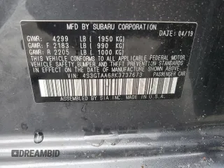 2019 Subaru Impreza с VIN 4S3GTAA68K3737673, выставлен на аукционе Copart как лот 57140825 с пробегом 81 373 миль миль и Списание • Salvage title. История ставок и продаж доступна на DreamBid. Изображение 12.