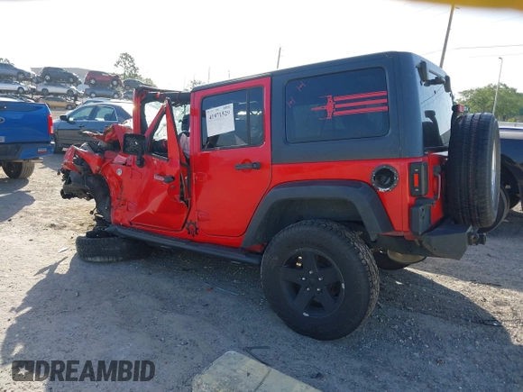 2015 Jeep Wrangler Unlimited Sport with VIN 1C4BJWDG4FL694005, listed as a IAAI auction lot 41971529 with Not provided miles and . Bid and sale history available at DreamBid. Image 3.