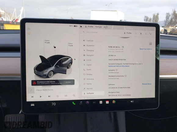 2023 Tesla Model 3 Long Range with VIN 5YJ3E1EB7PF681784, listed as a IAAI auction lot 41534837 with 20,882 mi miles and . Bid and sale history available at DreamBid. Image 19.