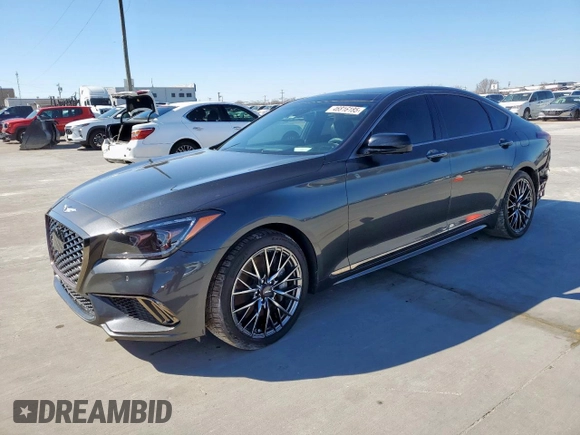 2018 Genesis G80 Sport with VIN KMHGN4JB5JU219162, listed as a Copart auction lot 46816185 with 58,056 mi miles and Salvage Title. Bid and sale history available at DreamBid. Image 1.