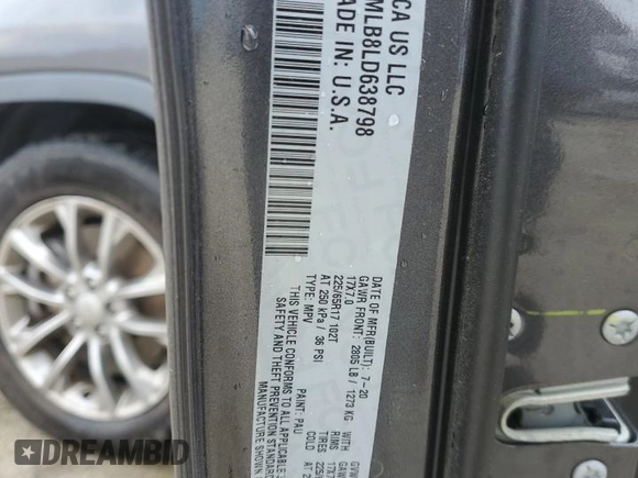 2020 Jeep Cherokee Latitude Plus with VIN 1C4PJMLB8LD638798, listed as a Copart auction lot 57263945 with 63,950 mi miles and Salvage title. Bid and sale history available at DreamBid. Image 13.