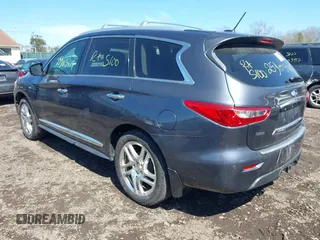 2014 Infiniti QX60 with VIN 5N1AL0MM7EC501977, listed as a IAAI auction lot 41942891 with Not Provided miles. Bid and sale history available at carsss.com. Image 3.