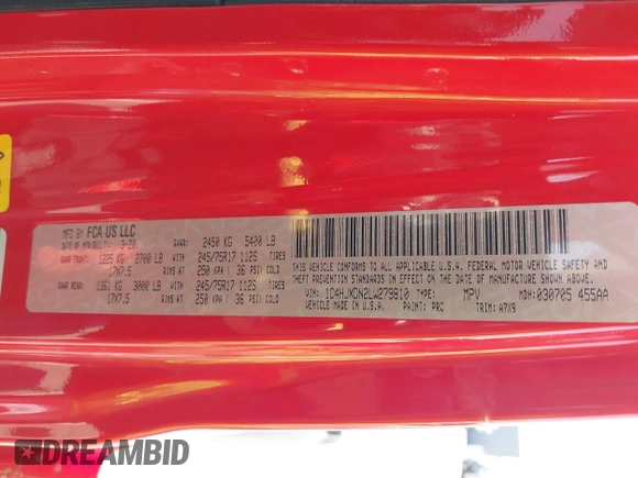 2020 Jeep Wrangler Unlimited Sport S with VIN 1C4HJXDN2LW279810, listed as a IAAI auction lot 42316998 with 106,667 mi miles and . Bid and sale history available at DreamBid. Image 9.