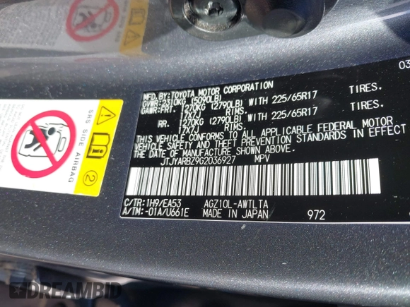 2016 Lexus NX 200t with VIN JTJYARBZ9G2036927, listed as a IAAI auction lot 41609837 with 215,448 mi miles. Bid and sale history available at carsss.com. Image 9.
