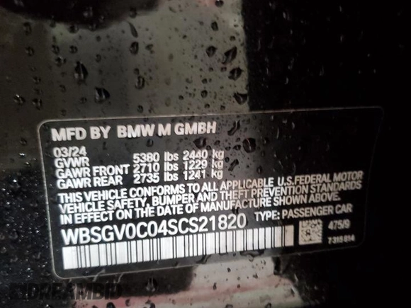 2025 BMW M8 Competition z VIN WBSGV0C04SCS21820, wystawiony jako Copart lot #73384474 z przebiegiem 3 457 mil mil oraz Szkoda całkowita • Salvage title. Historia ofert i sprzedaży dostępna na DreamBid. Obrazek 13.