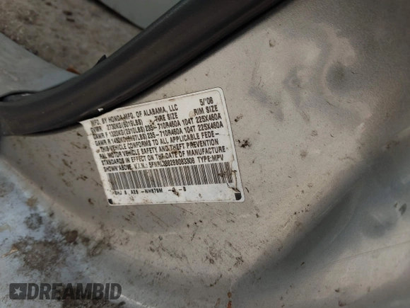 2008 Honda Odyssey Touring с VIN 5FNRL38828B083308, выставлен на аукционе IAAI как лот 42466546 с пробегом 209 059 миль миль и . История ставок и продаж доступна на DreamBid. Изображение 9.
